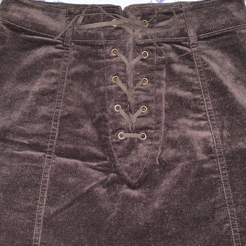 Forever 21 Velvet Faux Suede Lace-up Mini Skirt - Picture 8 of 10